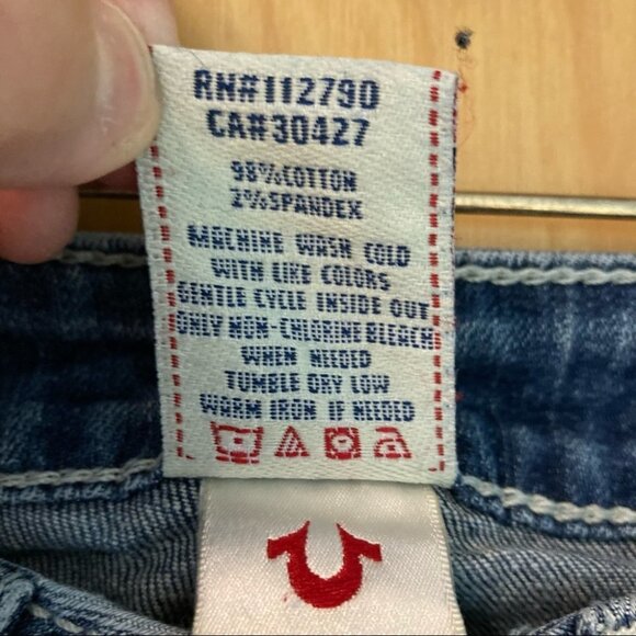 TRUE  RELIGION Sz 25 World Tour High Rise Boot Blue Bling Jeans - Picture 5 of 8